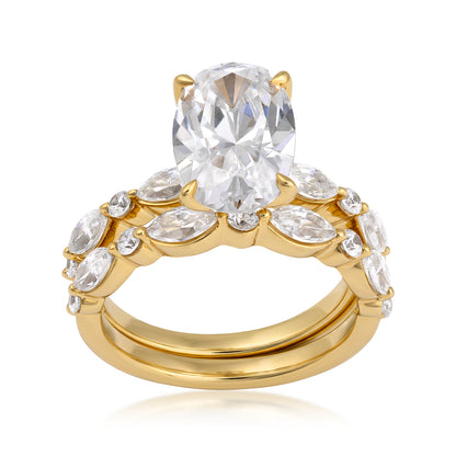 18K yellow gold Above Love 4 ct. tw. oval lab-grown diamond wedding set