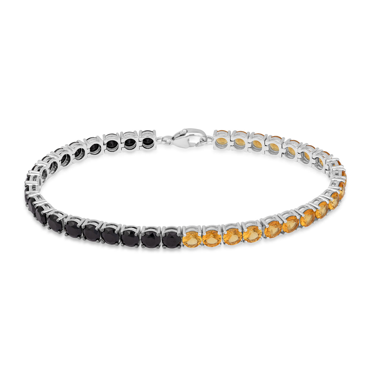 Sterling silver Collegiate Collection men's simulated black and yellow gemstone tennis bracelet