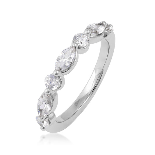 10K white gold Adamante 1 ct. tw. lab-grown marquise and round diamond ring