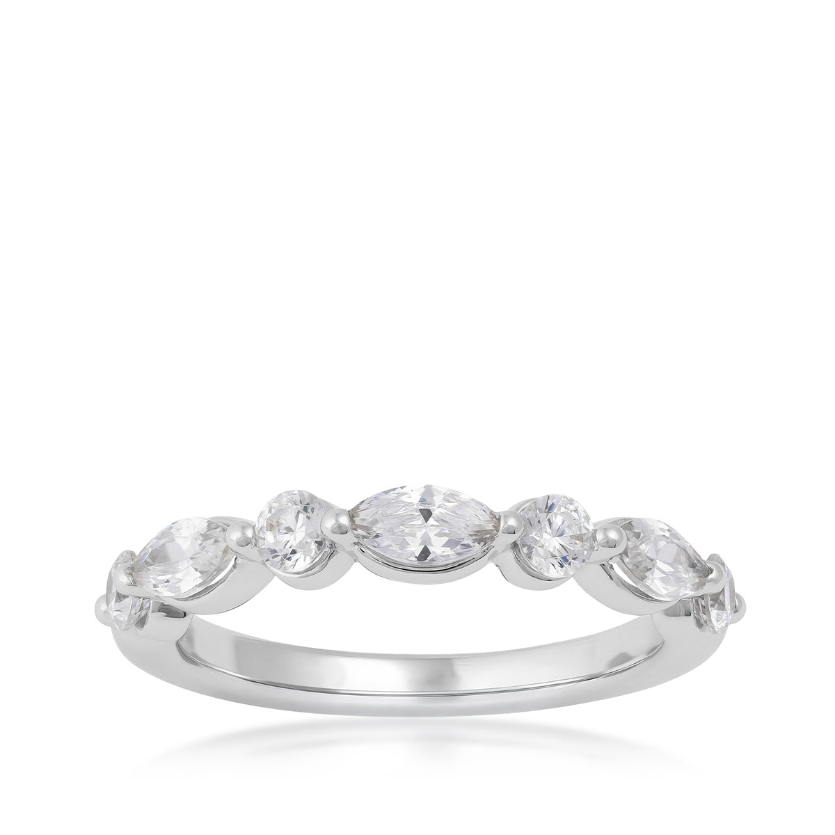 10K white gold Adamante 1 ct. tw. lab-grown marquise and round diamond ring