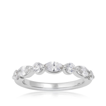 10K white gold Adamante 1 ct. tw. lab-grown marquise and round diamond ring