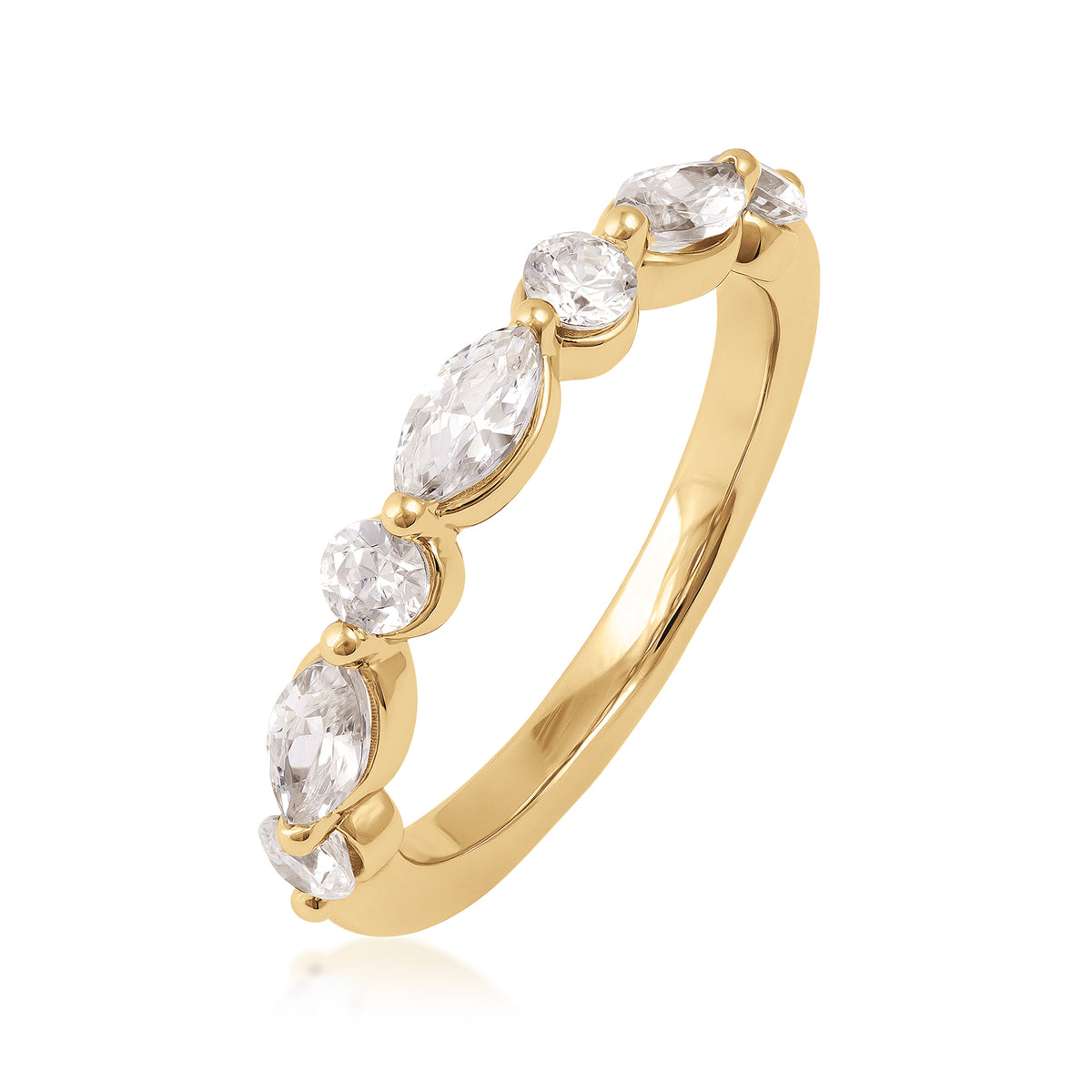 10K yellow gold Adamante 1 ct. tw. lab-grown marquise and round diamond ring