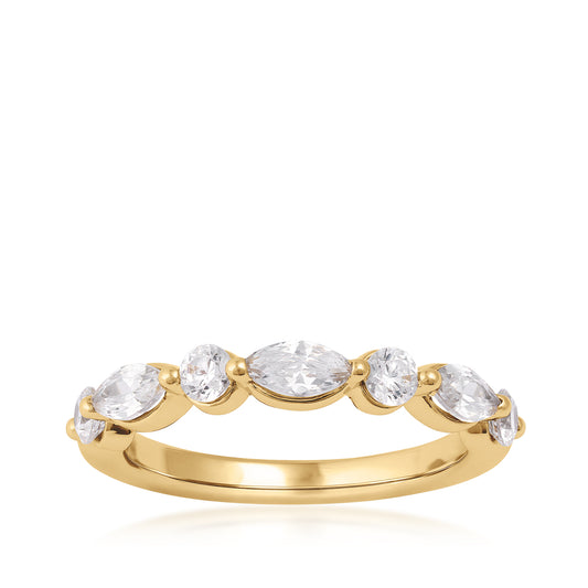10K yellow gold Adamante 1 ct. tw. lab-grown marquise and round diamond ring