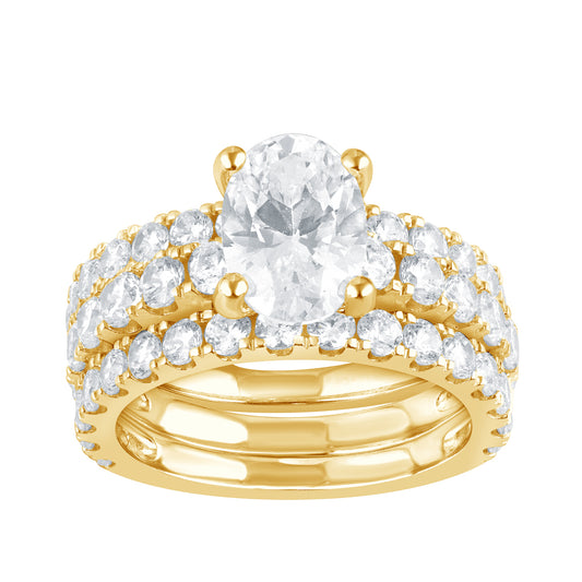 14K yellow gold Adamante 5 ct. tw. lab-grown oval diamond wedding set