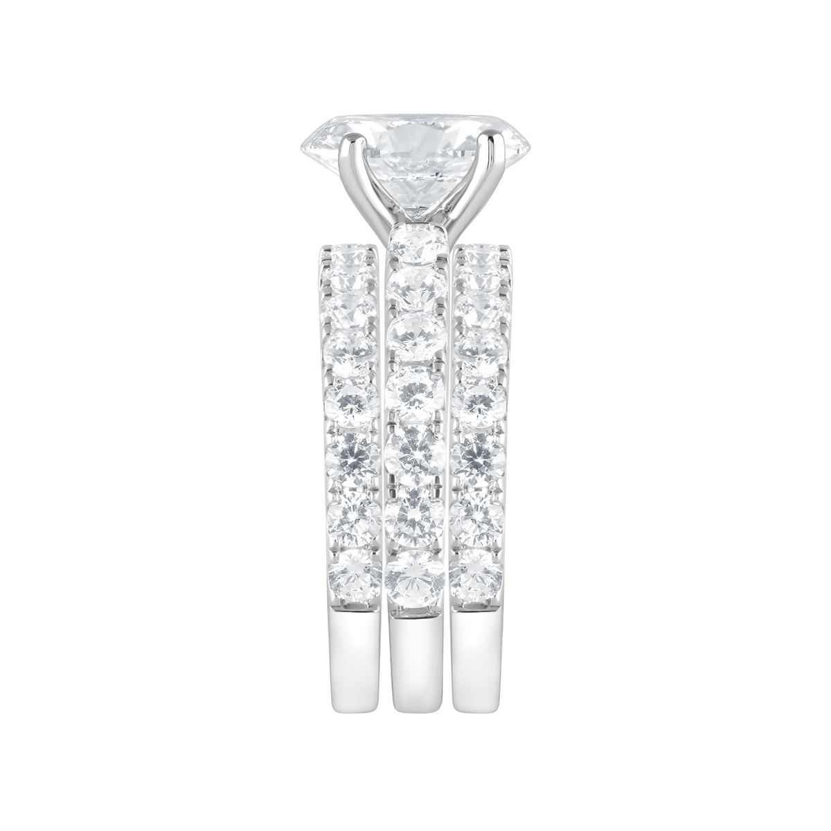 14K white gold Adamante 5 ct. tw. lab-grown oval diamond wedding set