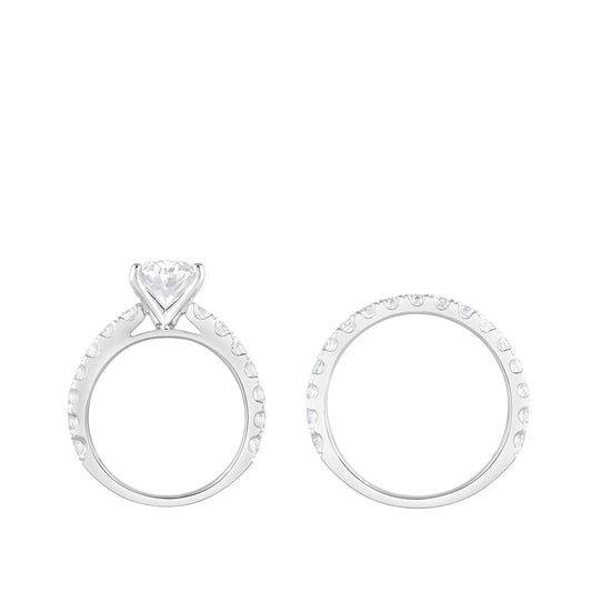 14K white gold Adamante 5 ct. tw. lab-grown oval diamond wedding set