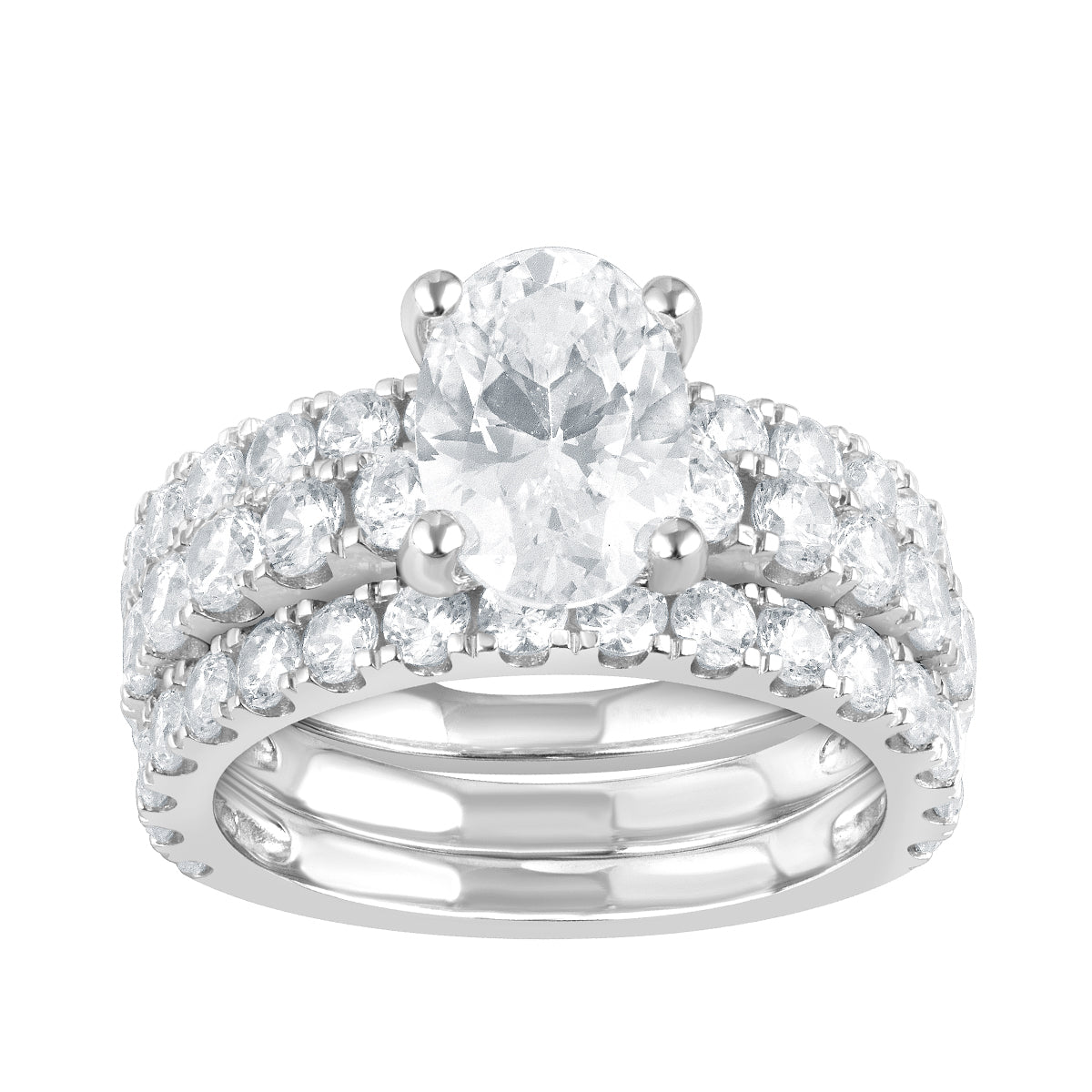 14K white gold Adamante 5 ct. tw. lab-grown oval diamond wedding set