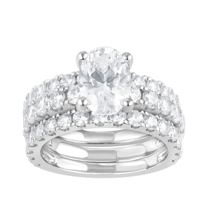 14K white gold Adamante 5 ct. tw. lab-grown oval diamond wedding set