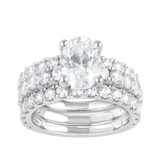 14K white gold Adamante 5 ct. tw. lab-grown oval diamond wedding set