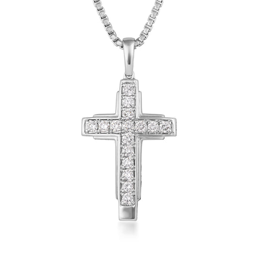Sterling silver Adamante men's 3/4 ct. tw. lab-grown diamond cross pendant