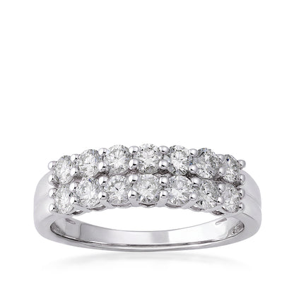 10k white gold adamante 1 ct 2 row ring