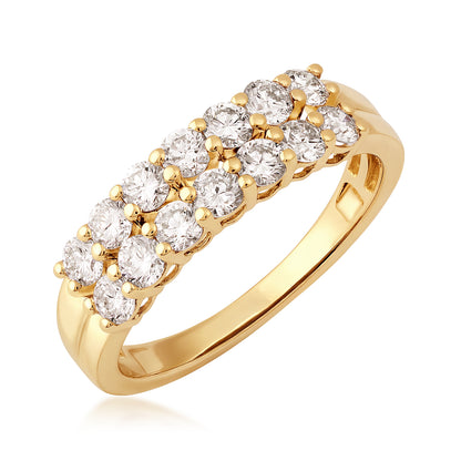 10K yellow gold Adamante 1 ct. tw. lab-grown diamond two-row ring