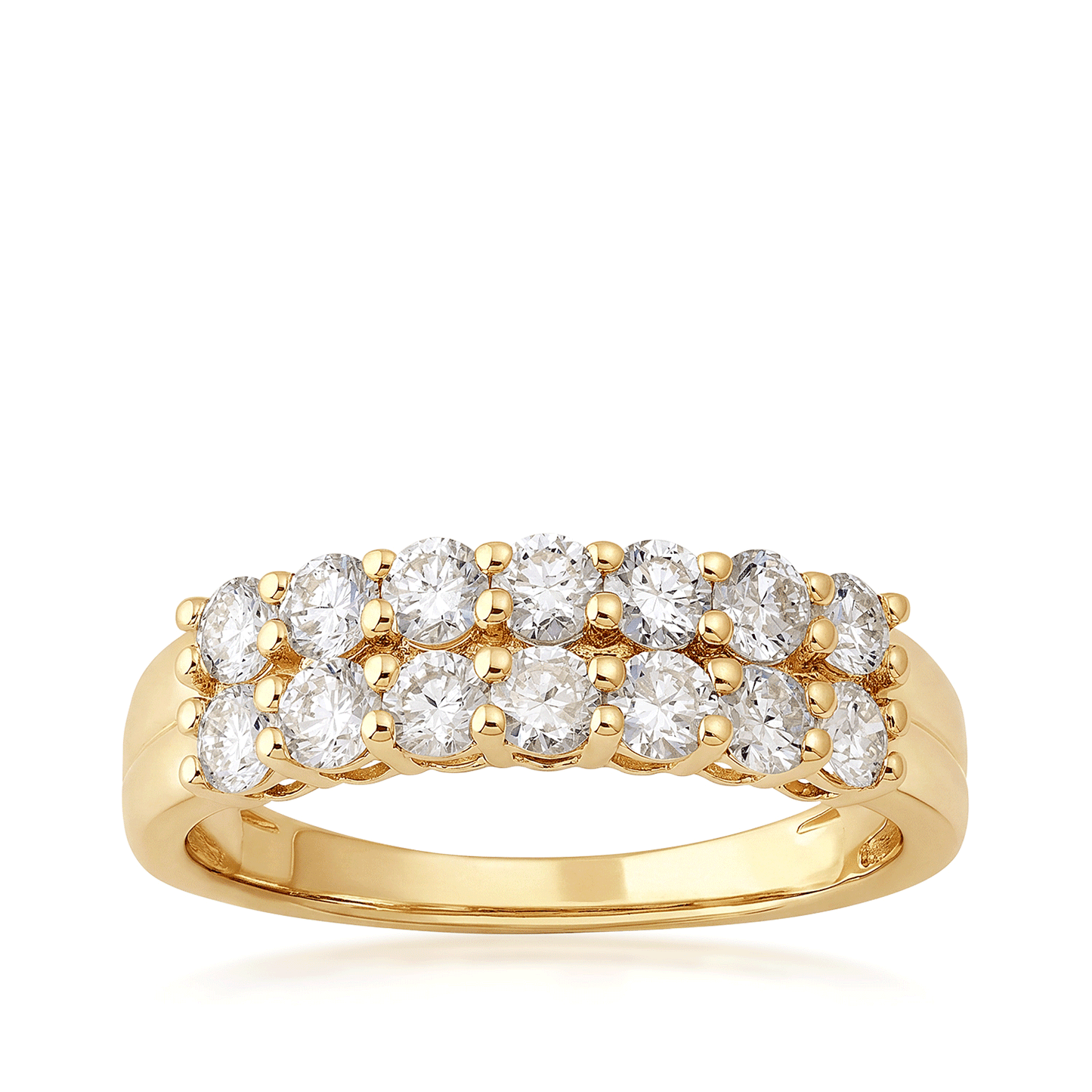 10K yellow gold Adamante 1 ct. tw. lab-grown diamond two-row ring