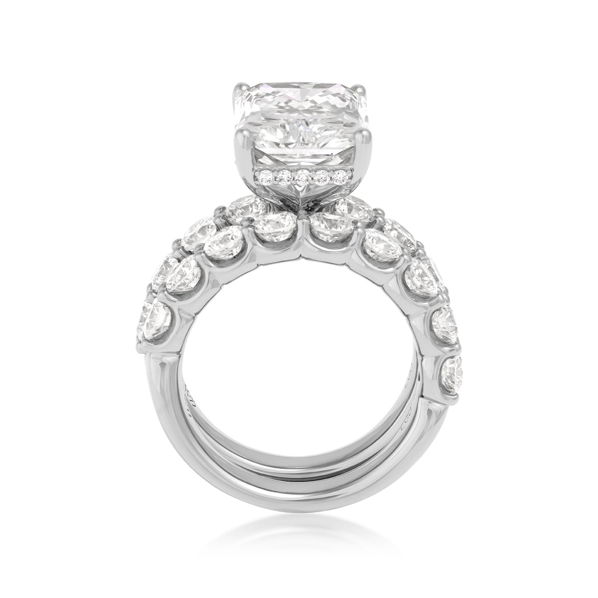 14K white gold Adamante 7 ct. lab-grown radiant-cut diamond wedding set with 3 ct. tw. lab-grown round diamond accents