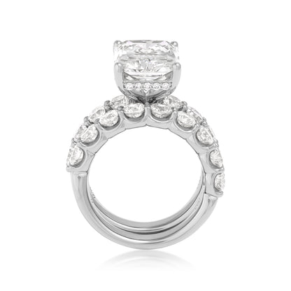 14K white gold Adamante 7 ct. lab-grown radiant-cut diamond wedding set with 3 ct. tw. lab-grown round diamond accents