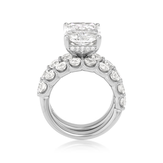 14K white gold Adamante 7 ct. lab-grown radiant-cut diamond wedding set with 3 ct. tw. lab-grown round diamond accents