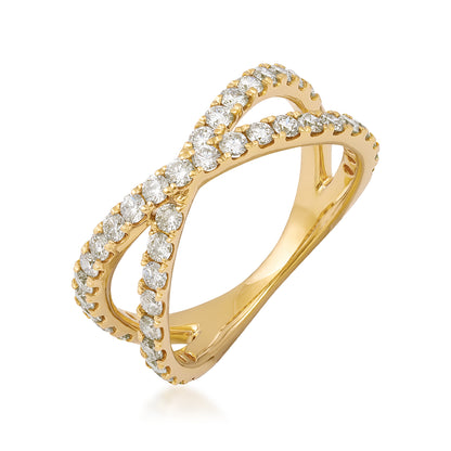 10K yellow gold 1 ct. tw. diamond crisscross ring