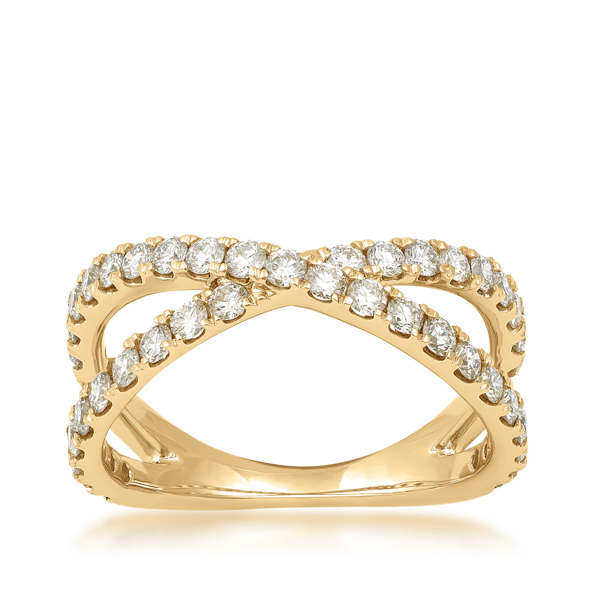 10K yellow gold 1 ct. tw. diamond crisscross ring