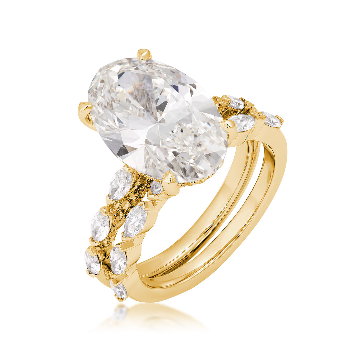 14K yellow gold Adamante 7-5/8 ct. tw. lab-grown oval and marquise diamond wedding set