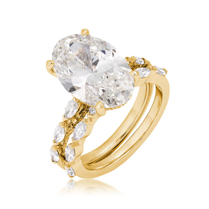 14K yellow gold Adamante 7-5/8 ct. tw. lab-grown oval and marquise diamond wedding set