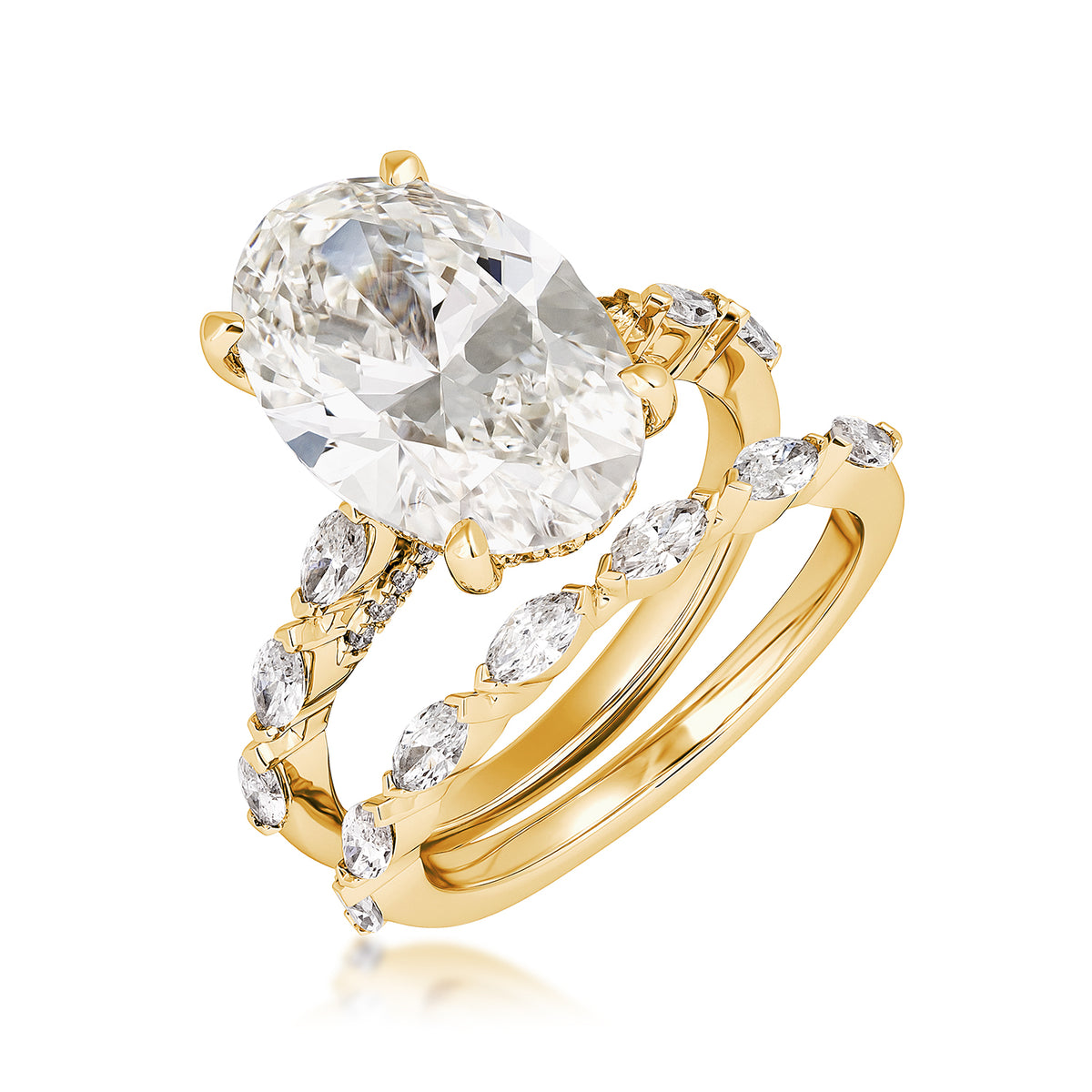14K yellow gold Adamante 7-5/8 ct. tw. lab-grown oval and marquise diamond wedding set