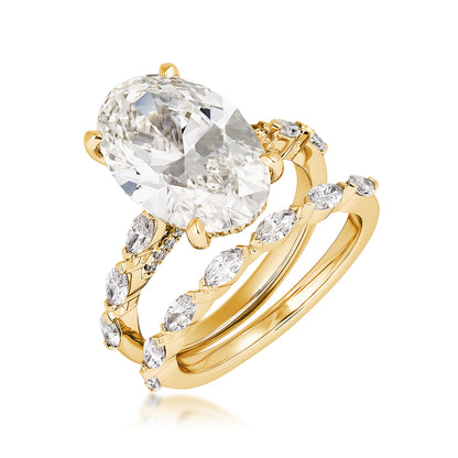 14K yellow gold Adamante 7-5/8 ct. tw. lab-grown oval and marquise diamond wedding set