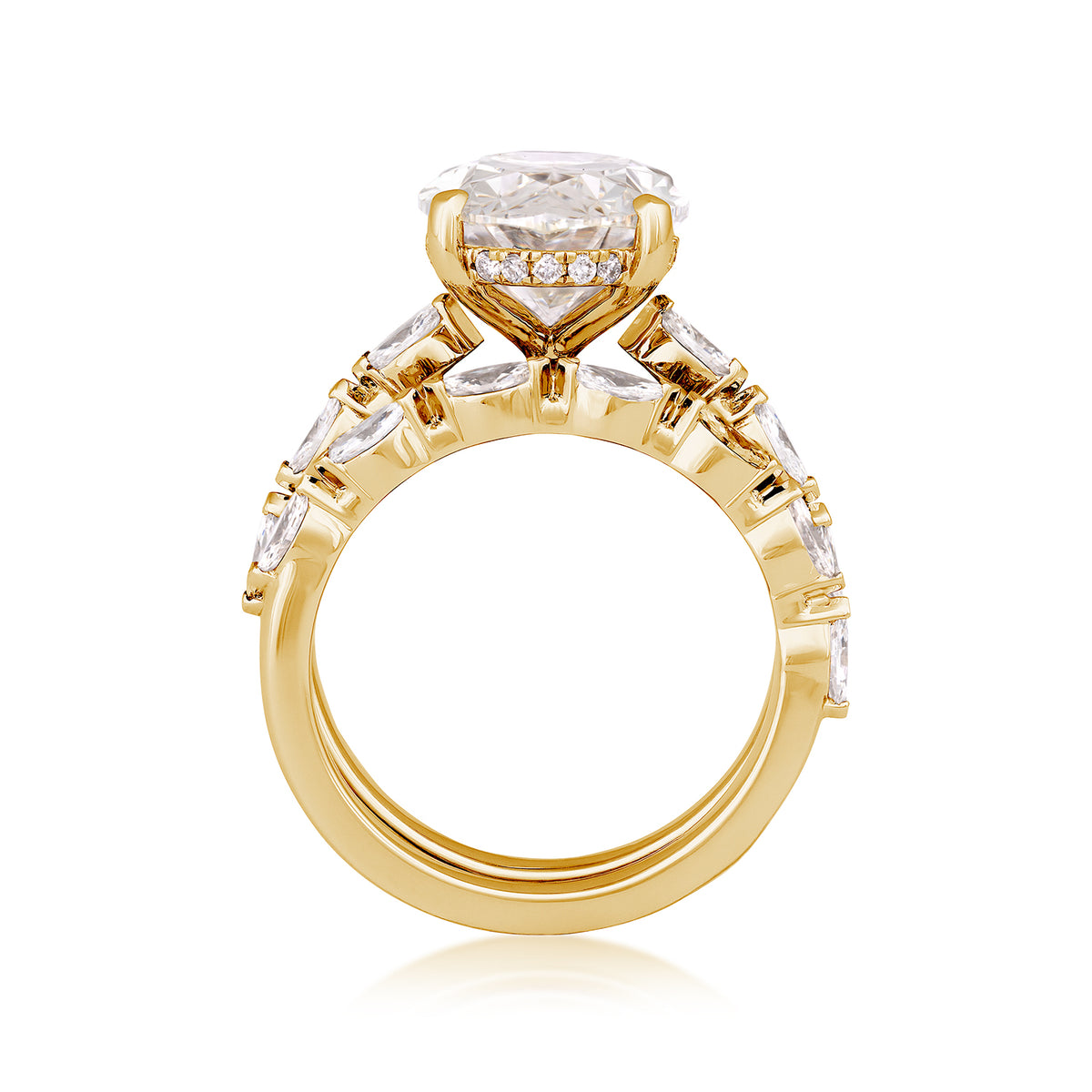 14K yellow gold Adamante 7-5/8 ct. tw. lab-grown oval and marquise diamond wedding set