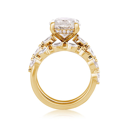 14K yellow gold Adamante 7-5/8 ct. tw. lab-grown oval and marquise diamond wedding set