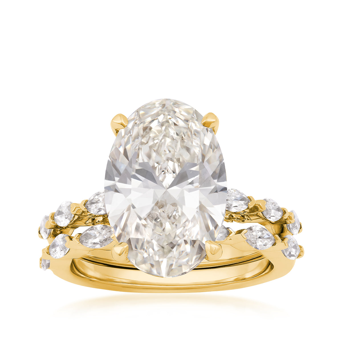 14K yellow gold Adamante 7-5/8 ct. tw. lab-grown oval and marquise diamond wedding set