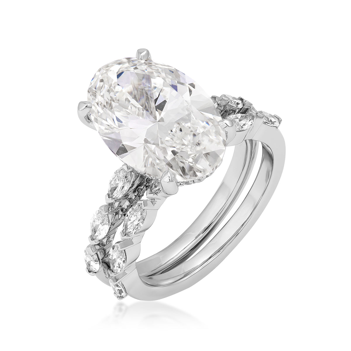 14K white gold Adamante 7-5/8 ct. tw. lab-grown oval and marquise diamond wedding set
