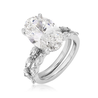 14K white gold Adamante 7-5/8 ct. tw. lab-grown oval and marquise diamond wedding set