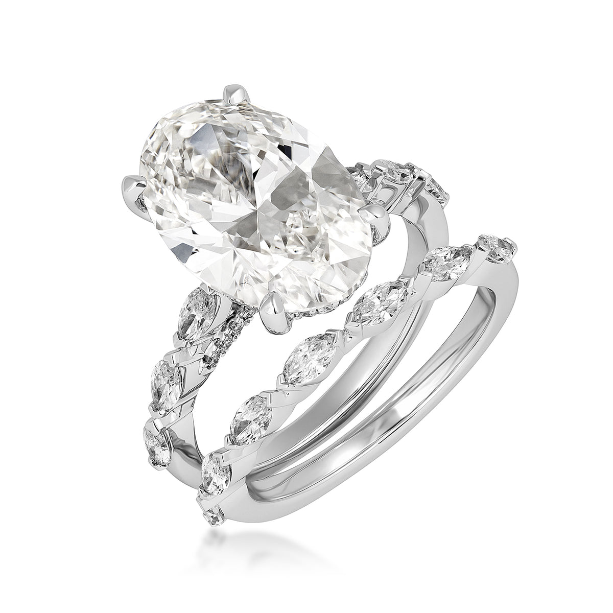 14K white gold Adamante 7-5/8 ct. tw. lab-grown oval and marquise diamond wedding set
