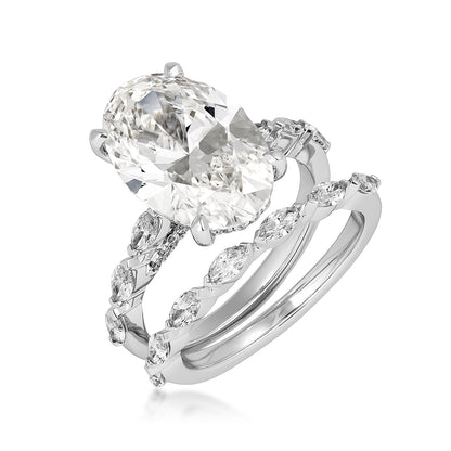 14K white gold Adamante 7-5/8 ct. tw. lab-grown oval and marquise diamond wedding set