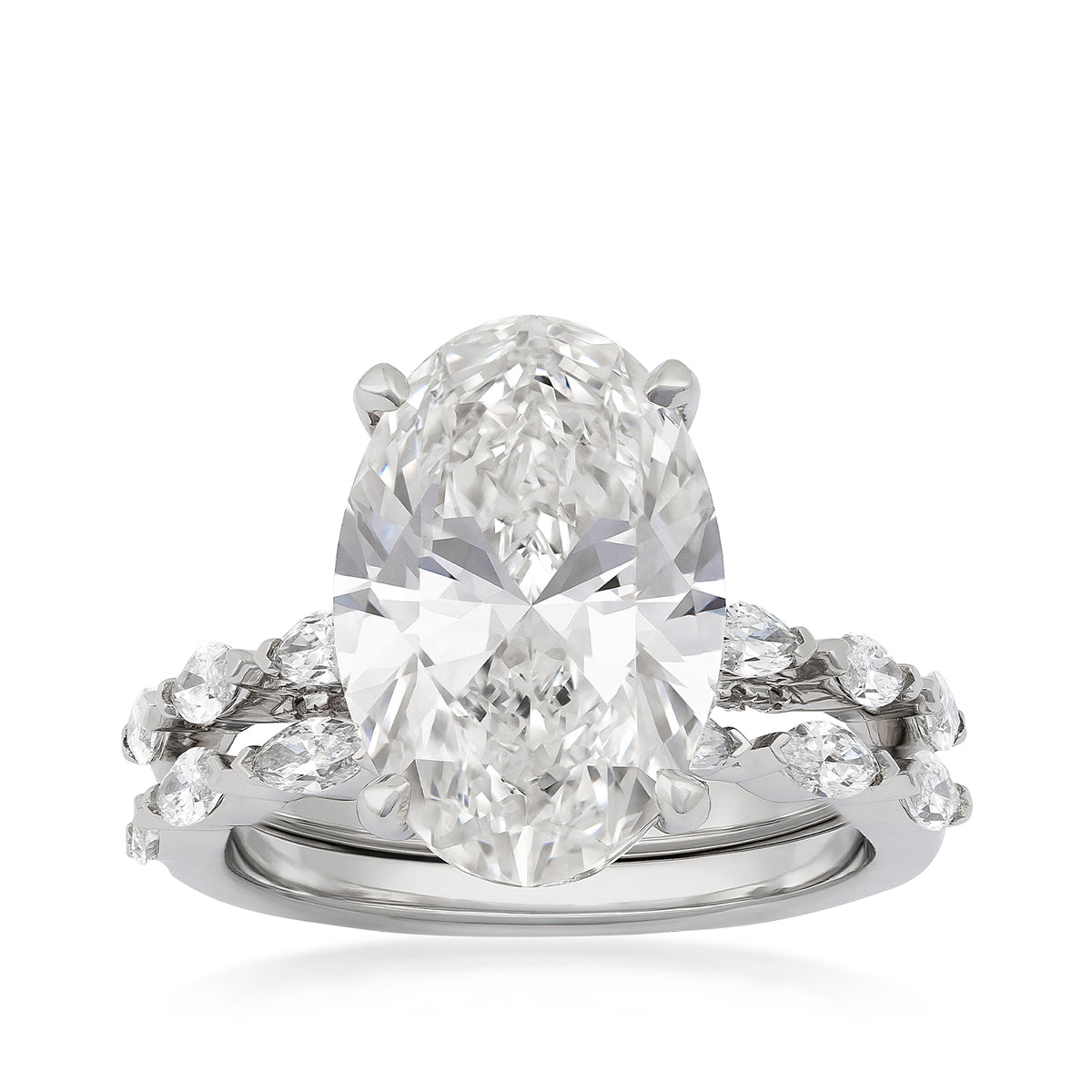 14K white gold Adamante 7-5/8 ct. tw. lab-grown oval and marquise diamond wedding set