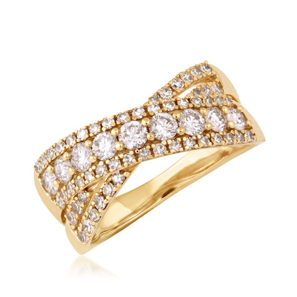 10K yellow gold Adamante 1 ct. tw. lab-grown diamond crossover ring