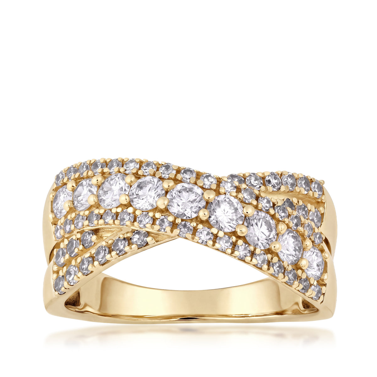 10K yellow gold Adamante 1 ct. tw. lab-grown diamond crossover ring