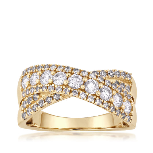 10K yellow gold Adamante 1 ct. tw. lab-grown diamond crossover ring
