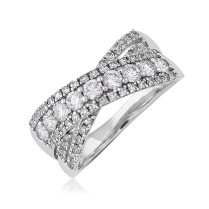 10K white gold Adamante 1 ct. tw. lab-grown diamond crossover ring