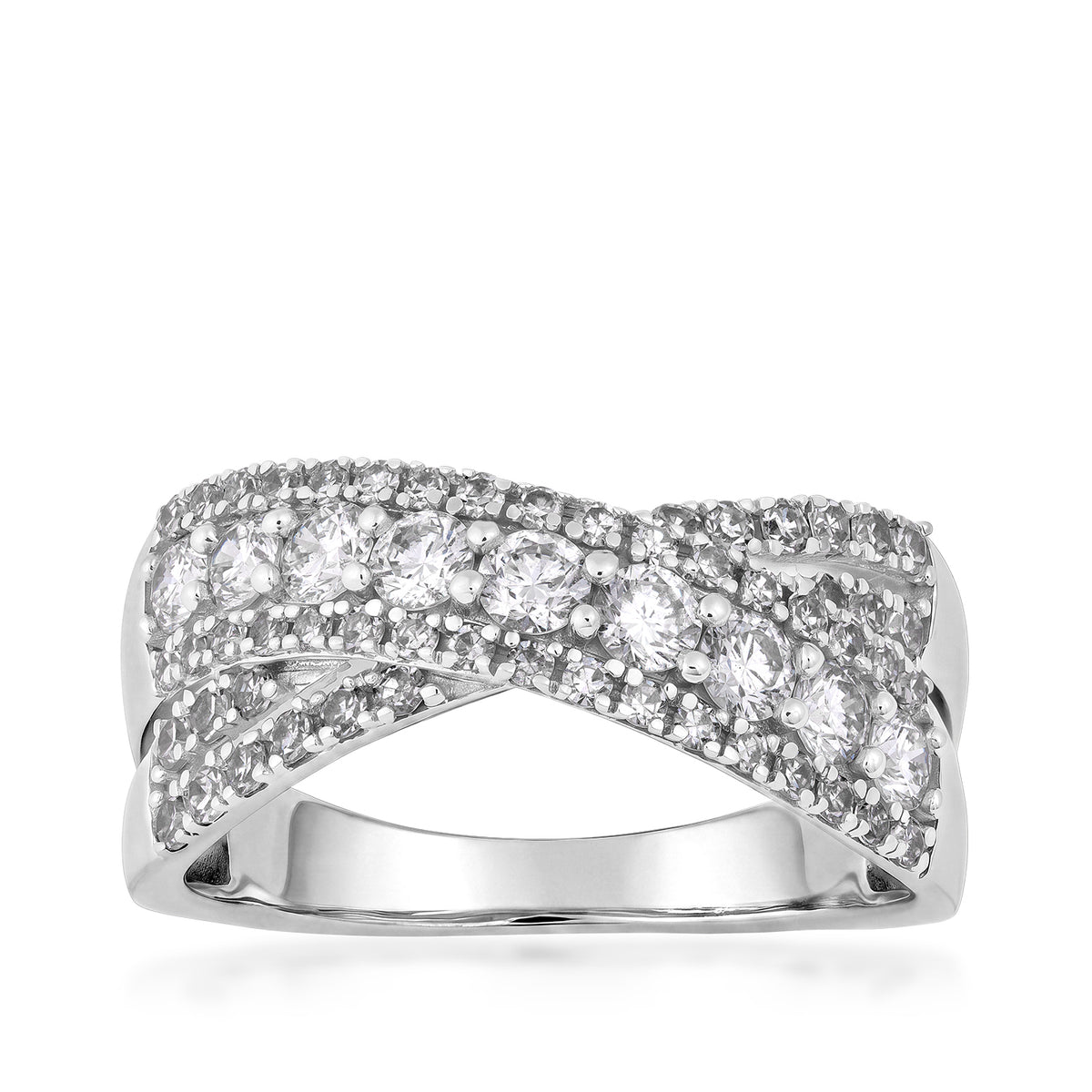 10K white gold Adamante 1 ct. tw. lab-grown diamond crossover ring