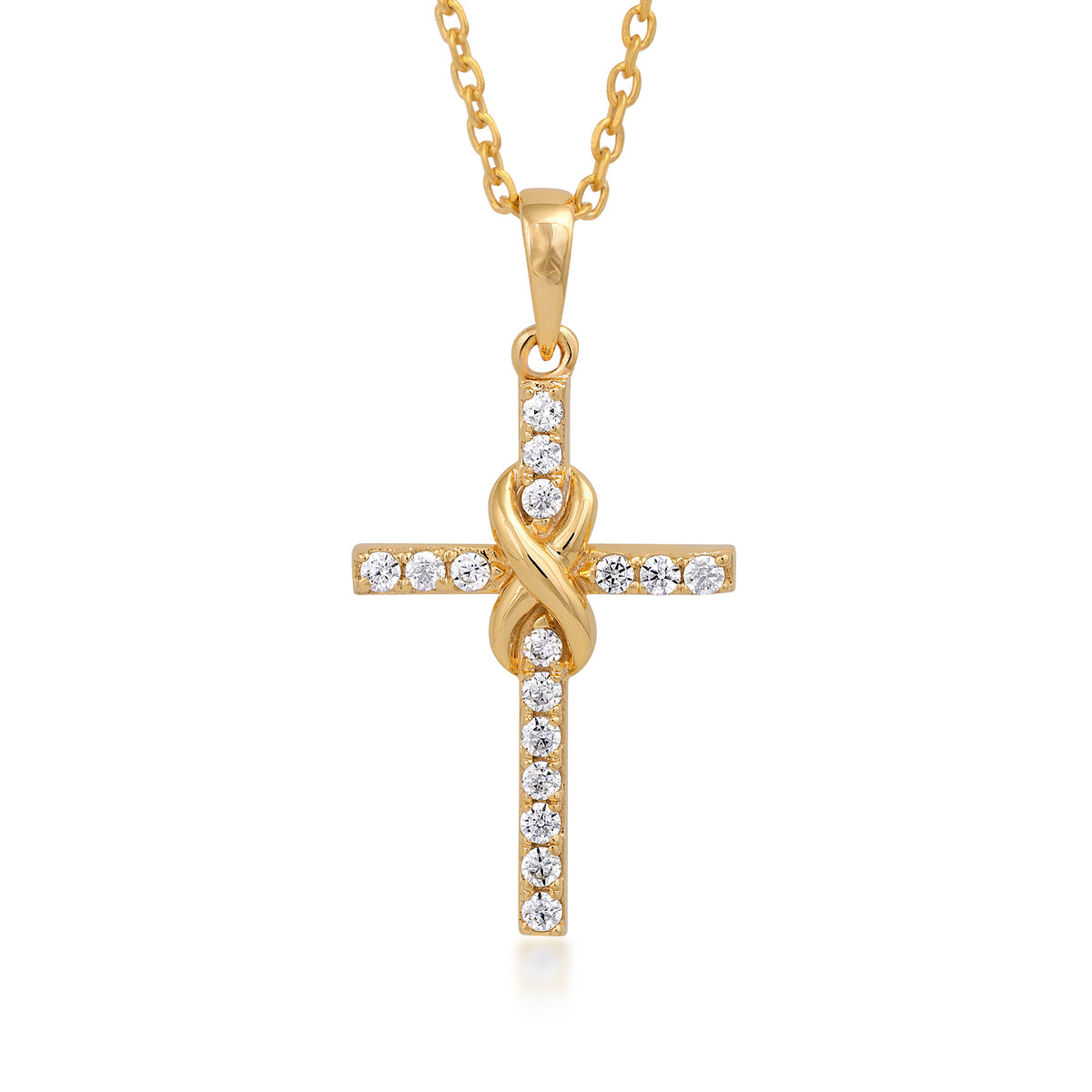 10K yellow gold Infinite Love 1/7 ct. tw. diamond infinity cross pendant