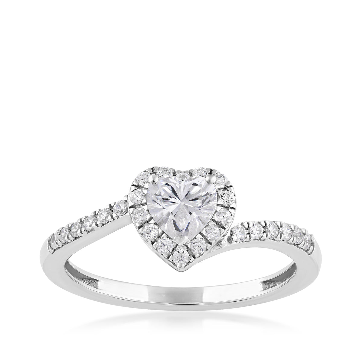 10K white gold I Promise 1/2 ct. tw. lab-grown heart diamond halo promise ring