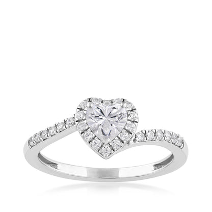 10K white gold I Promise 1/2 ct. tw. lab-grown heart diamond halo promise ring