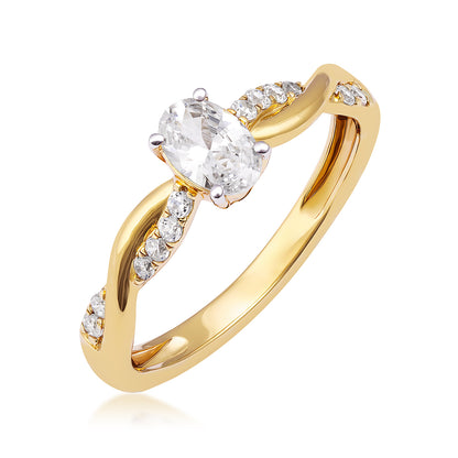 10K yellow gold I Promise 5/8 ct. tw. lab-grown oval diamond twist promise ring