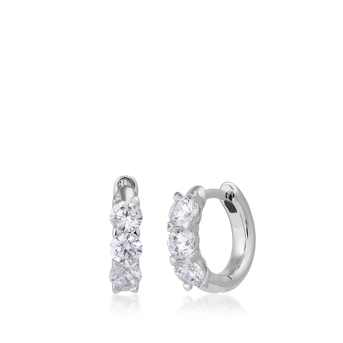 Adamante 1 ct. tw. Lab-Grown Diamond Huggie Hoop Earrings in Sterling Silver