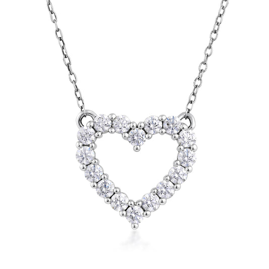 Sterling silver Adamante 1 ct. tw. lab-grown diamond open heart necklace