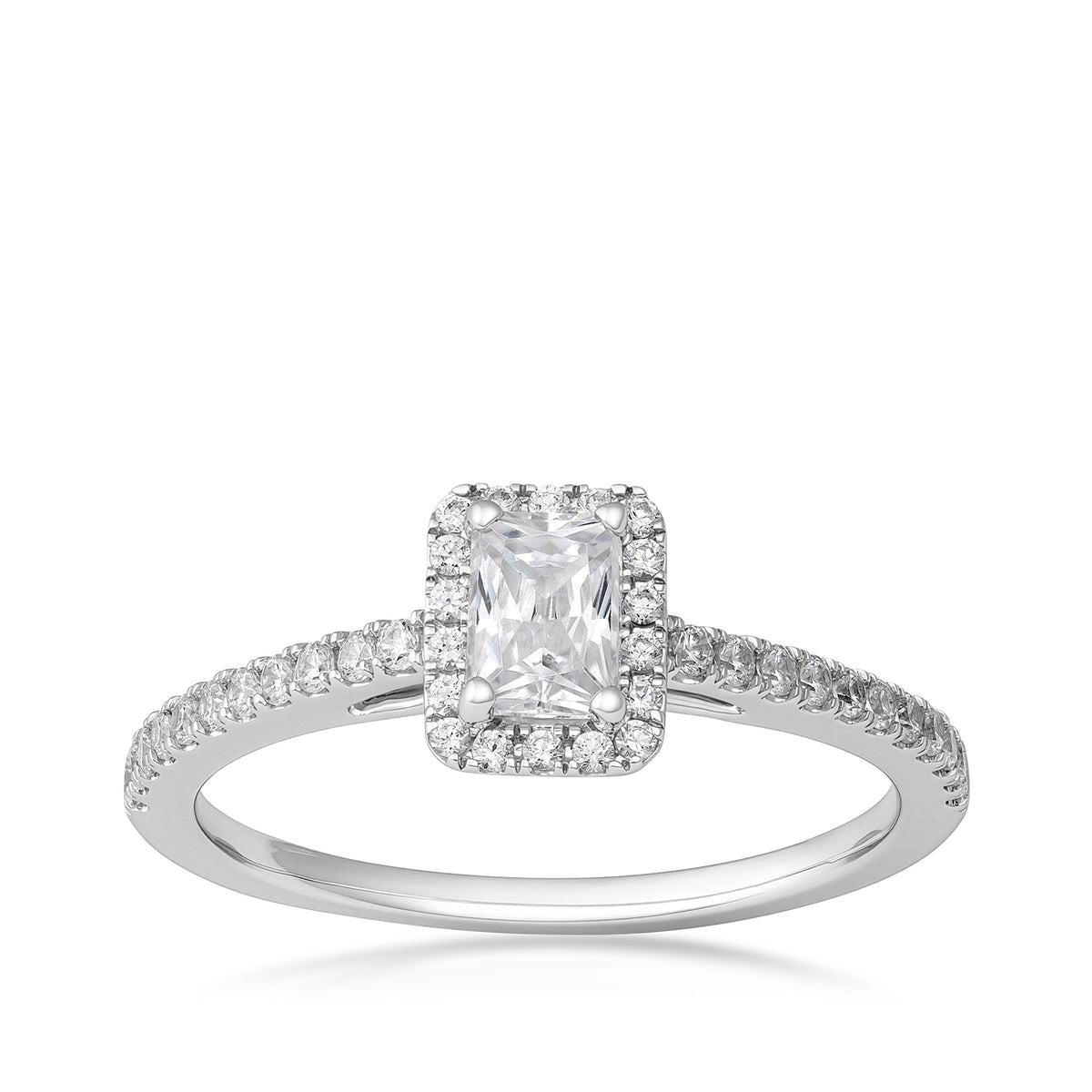 Sterling silver I Promise 3/4 ct. tw. lab-grown radiant-cut diamond halo promise ring