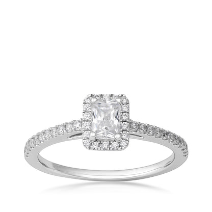Sterling silver I Promise 3/4 ct. tw. lab-grown radiant-cut diamond halo promise ring