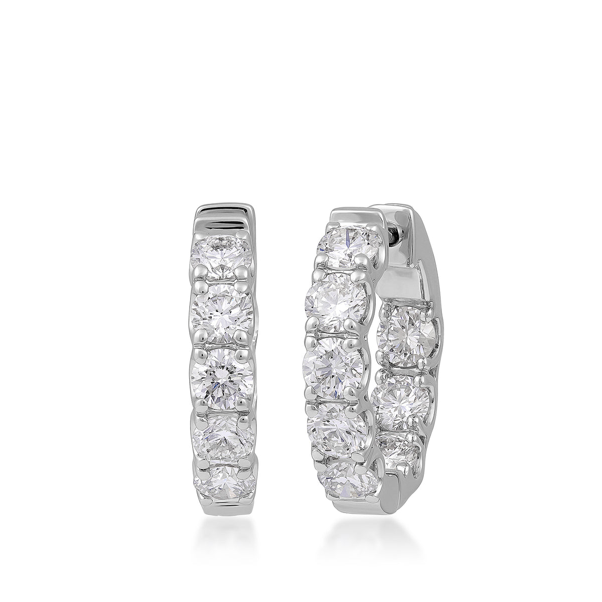 10K white gold Adamante 3 ct. tw. lab-grown diamond inside-out hoop earrings