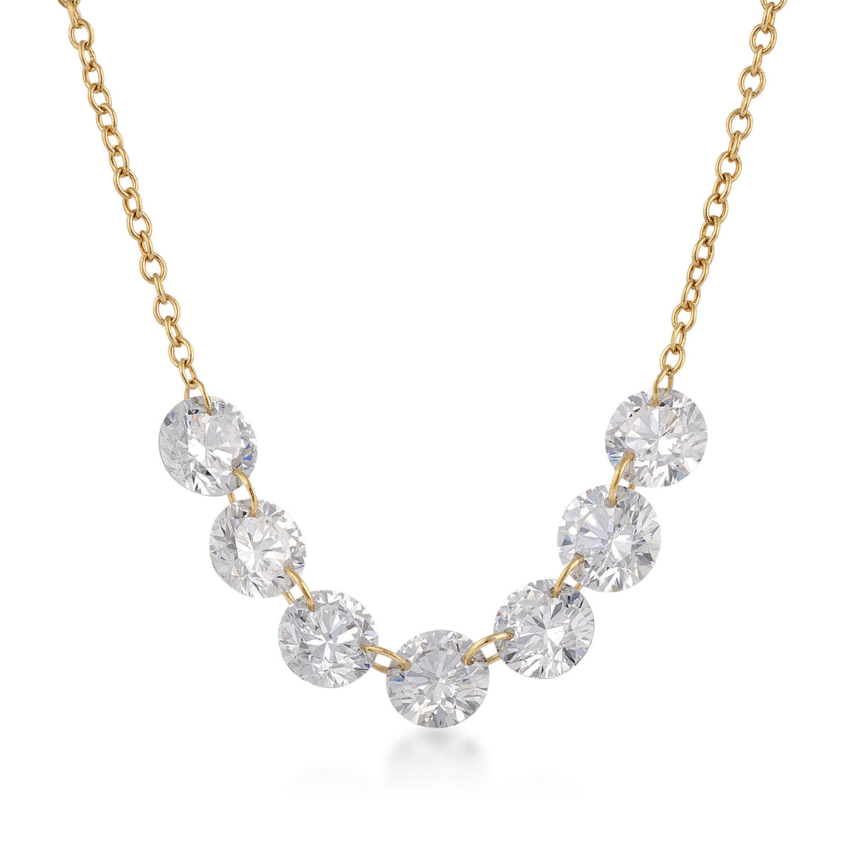 10K yellow gold Adamante 1-3/4 ct. tw. lab-grown drilled seven-stone diamond necklace