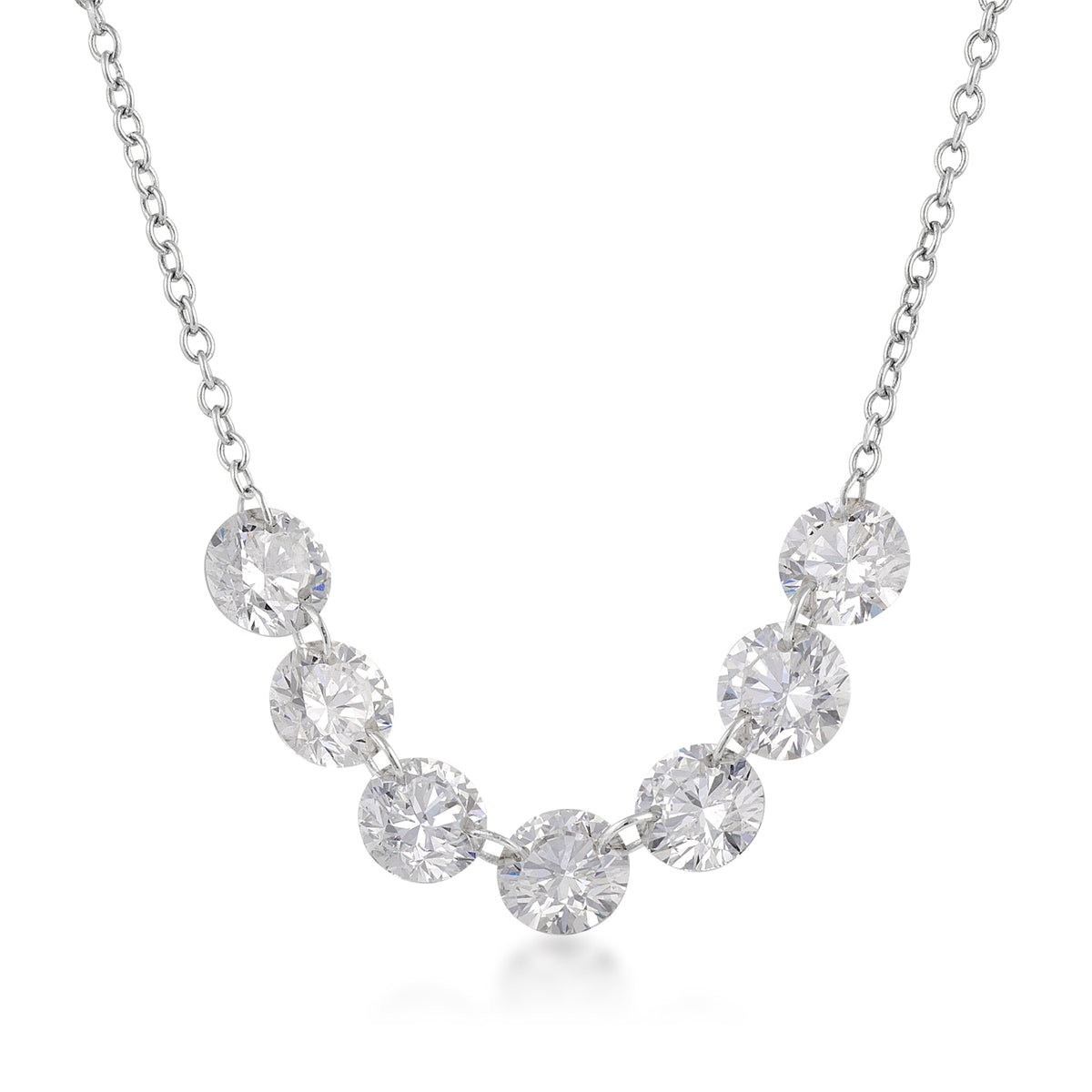 10K white gold Adamante 1-3/4 ct. tw. lab-grown drilled seven-stone diamond necklace
